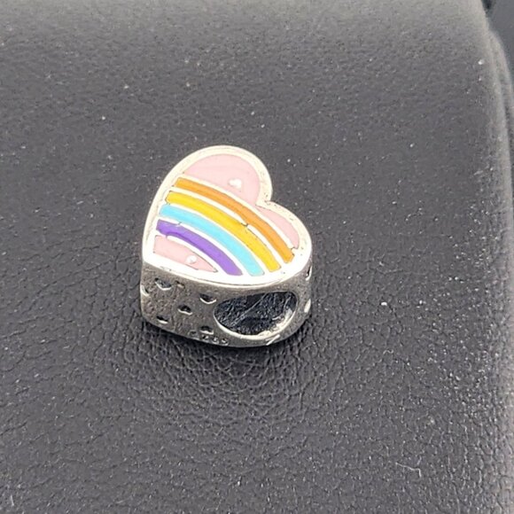 Sterling Silver 925 Heart Charm – Multi-Color Enamel – Brand New - Picture 4 of 7